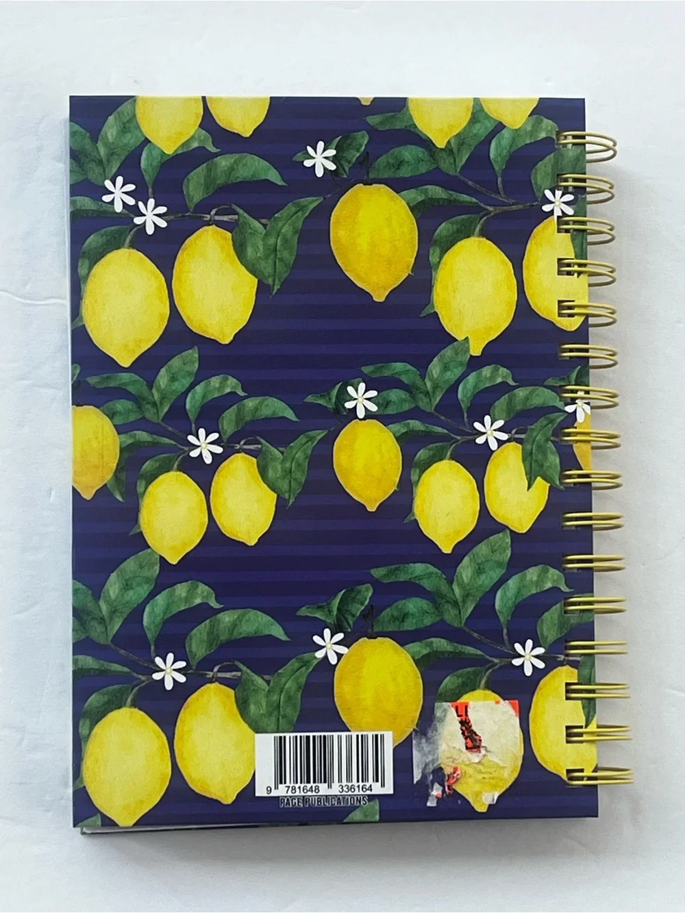 150 Page Spiral Lemon Print Journal/ Notebook — Navy & Yellow
